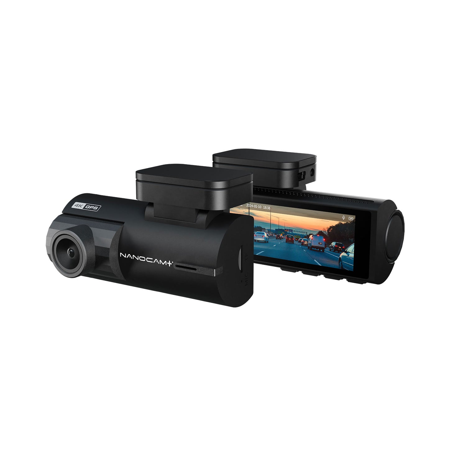 Nanocam Plus 4K UHD Front & FHD Rear Dash Camera with 3.2” IPS Screen